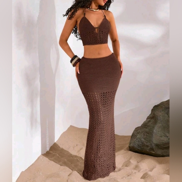 Dresses & Skirts - 2pcs Women Camisole Top And Skirt Set, Solid Color
